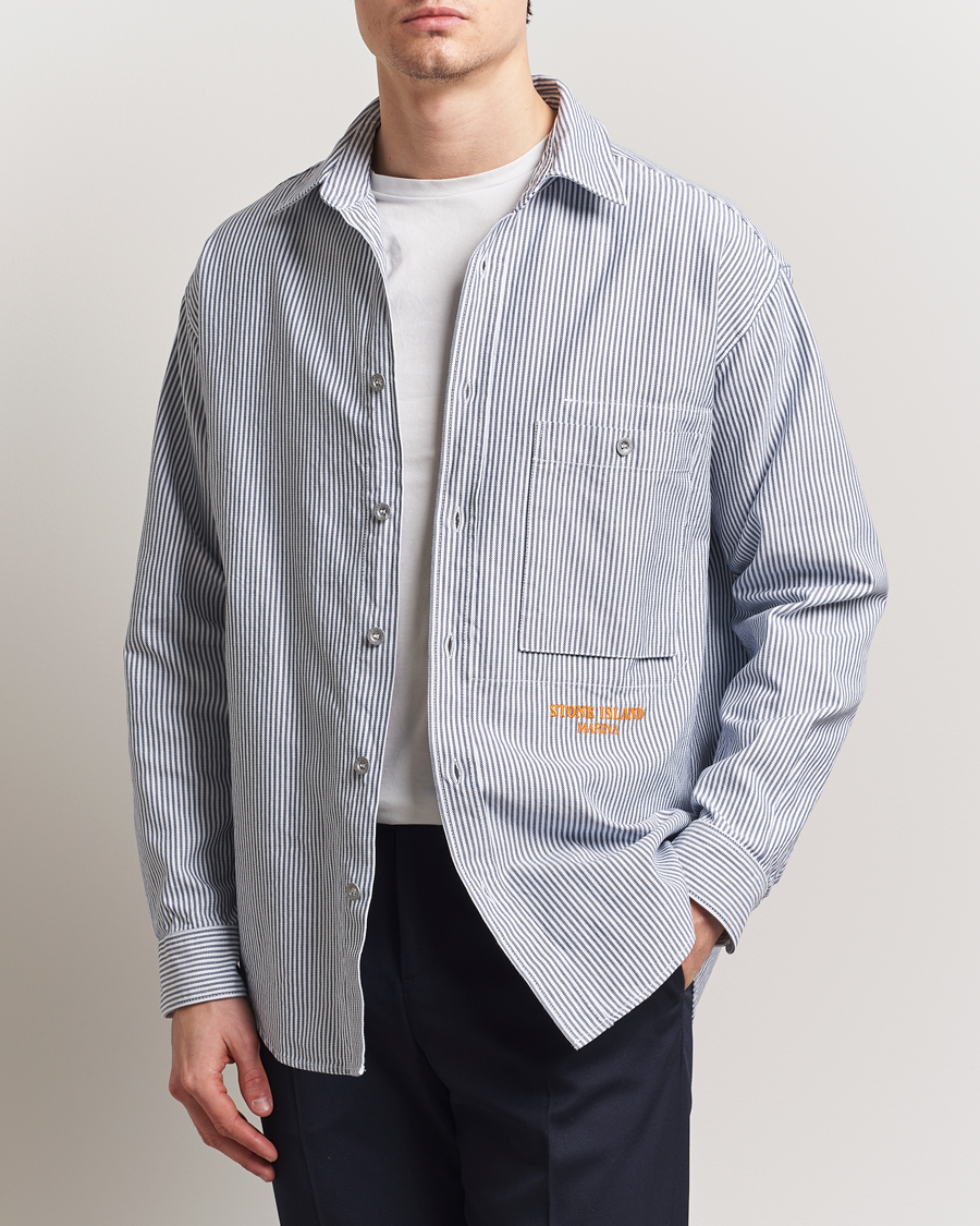 Herren | Hemden | Stone Island | Marina Striped Oxford Cotton Overshirt Blue Marine