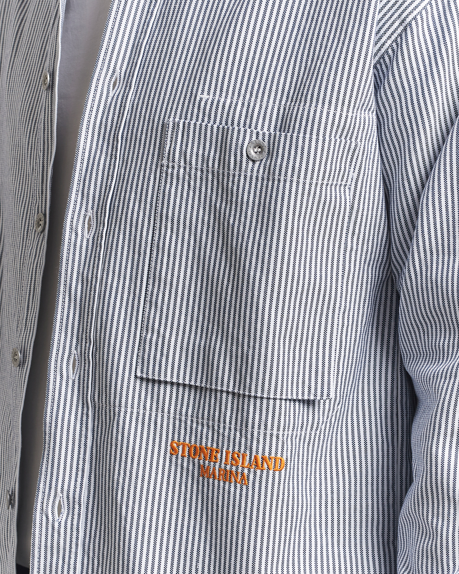 Herren | Hemden | Stone Island | Marina Striped Oxford Cotton Overshirt Blue Marine
