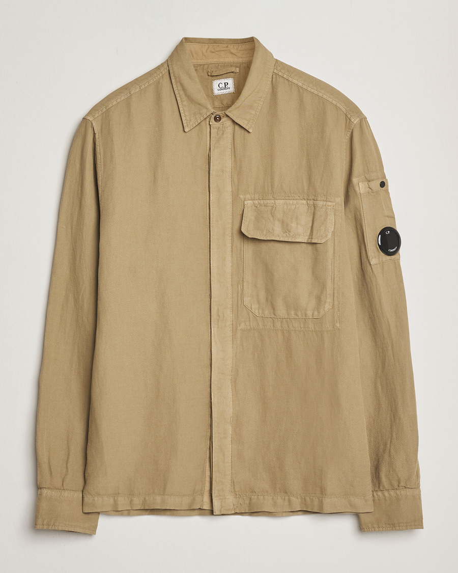 Herren | Hemden | C.P. Company | Broken Linen/Cotton Overshirt Taupe