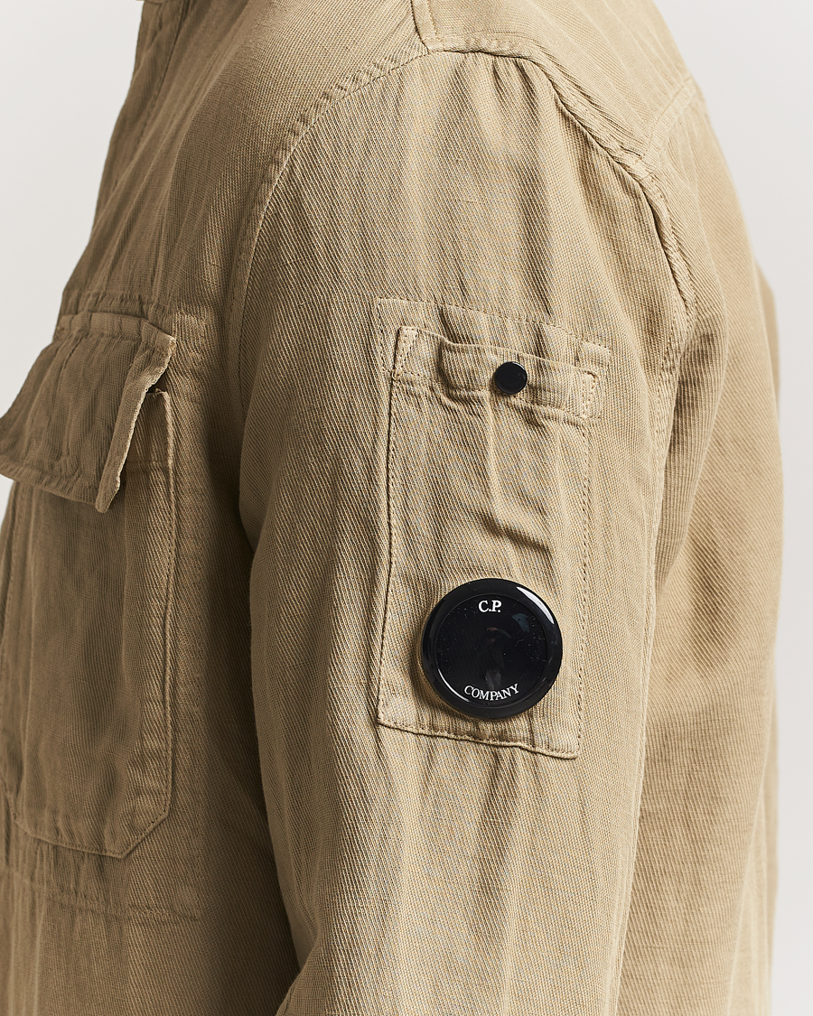 Herren | Hemden | C.P. Company | Broken Linen/Cotton Overshirt Taupe