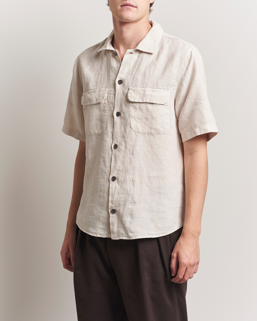 Herren | Hemden | Oscar Jacobson | Reg Fit City Linen Shirt Cream
