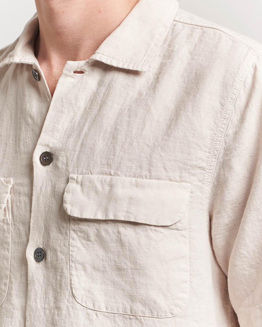 Herren | Hemden | Oscar Jacobson | Reg Fit City Linen Shirt Cream