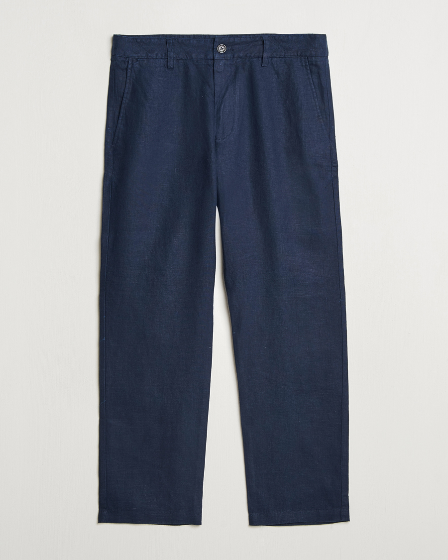 Herren | Hosen | NN07 | Aden Regular Fit Linen Trousers Navy Blue