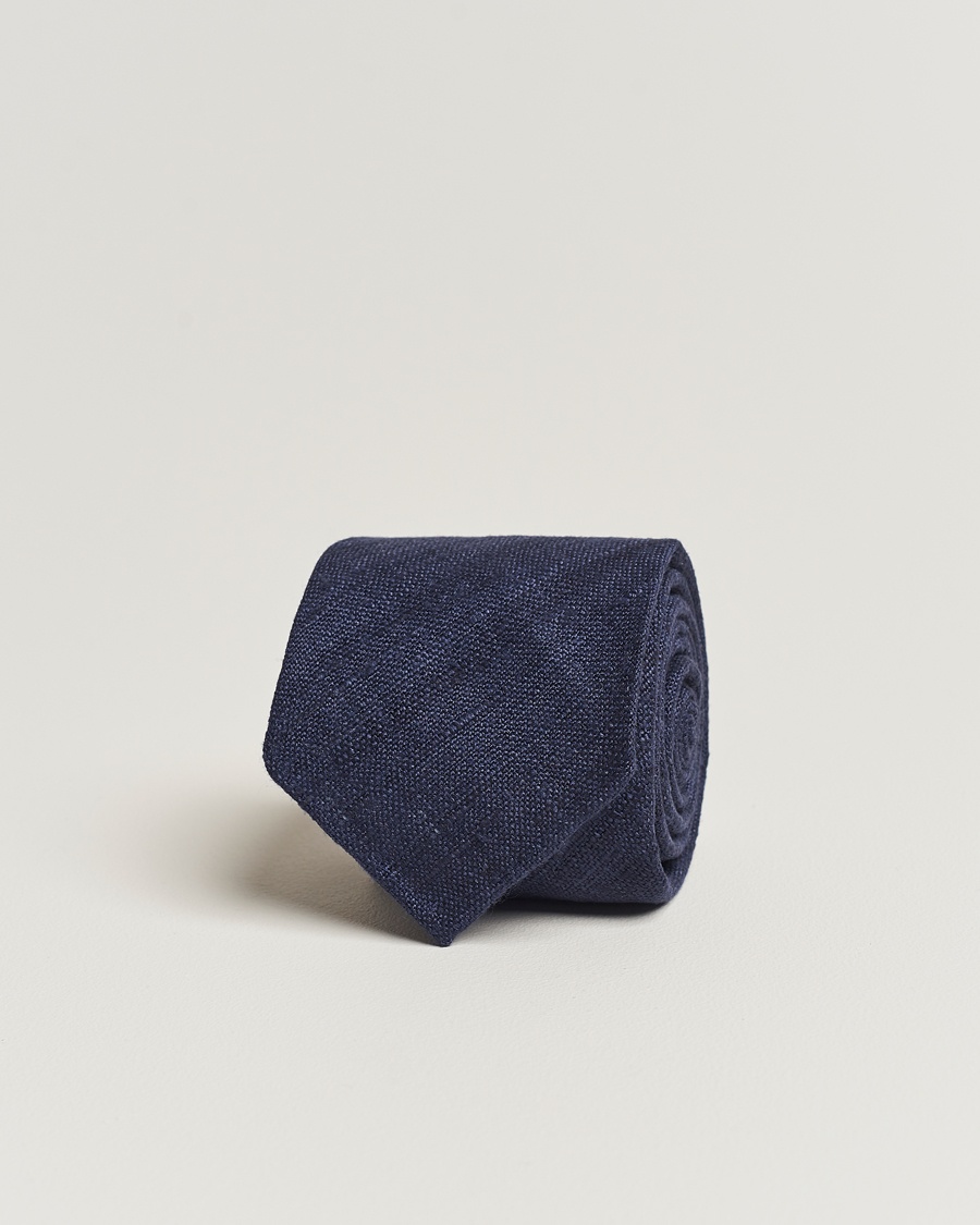 Drake's Drake'sSilk Tussah Handrolled TieNavy – Blau