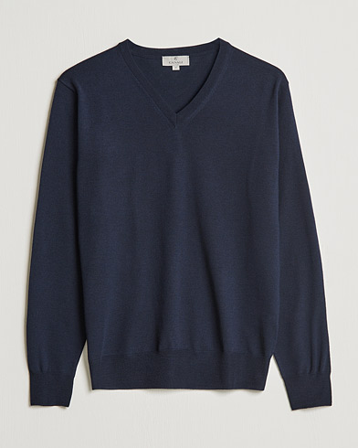  Merino Wool V-Neck Navy