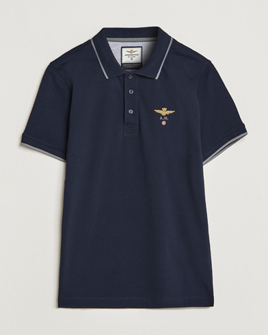 Aeronautica Militare Garment Dyed Cotton Polo Navy