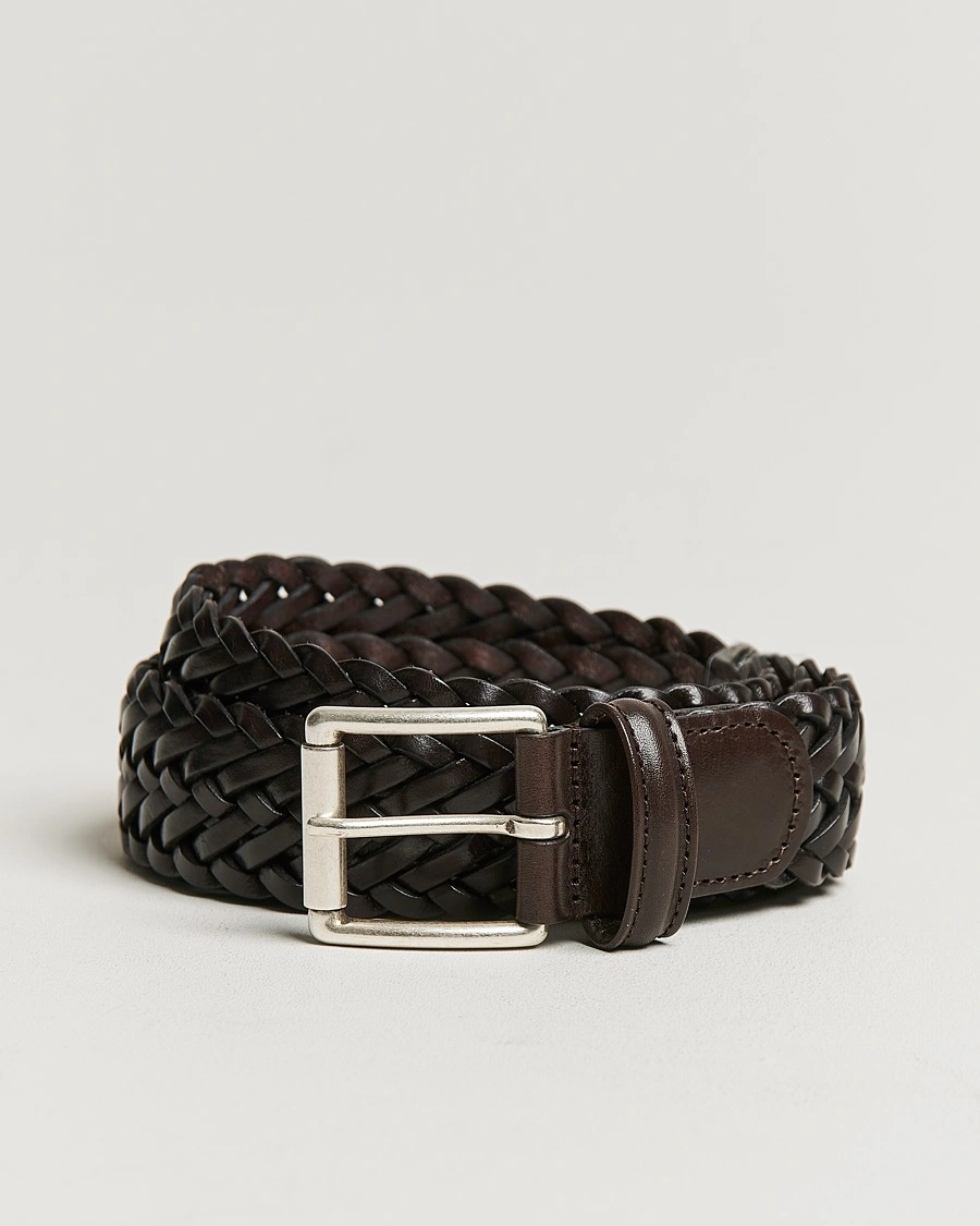 Anderson's Woven Leather 3,5 cm Belt Dark Brown – Braun