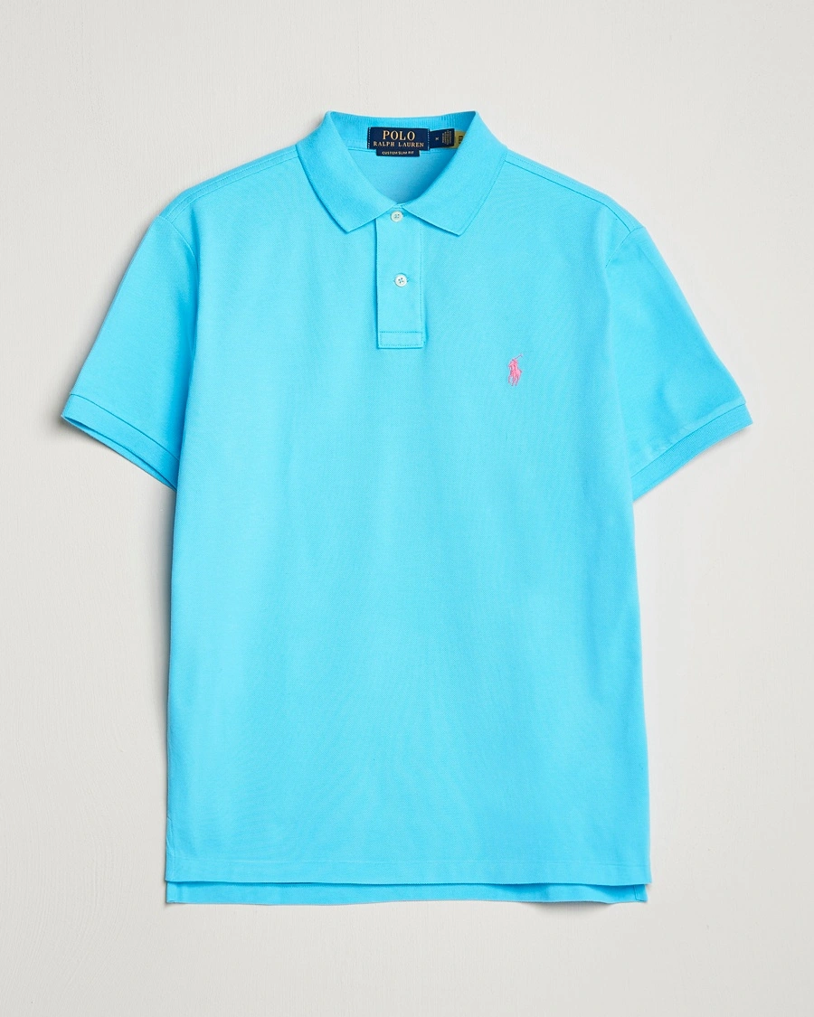 Polo Ralph Lauren Custom Slim Fit Polo Turquoise Nova – Blau