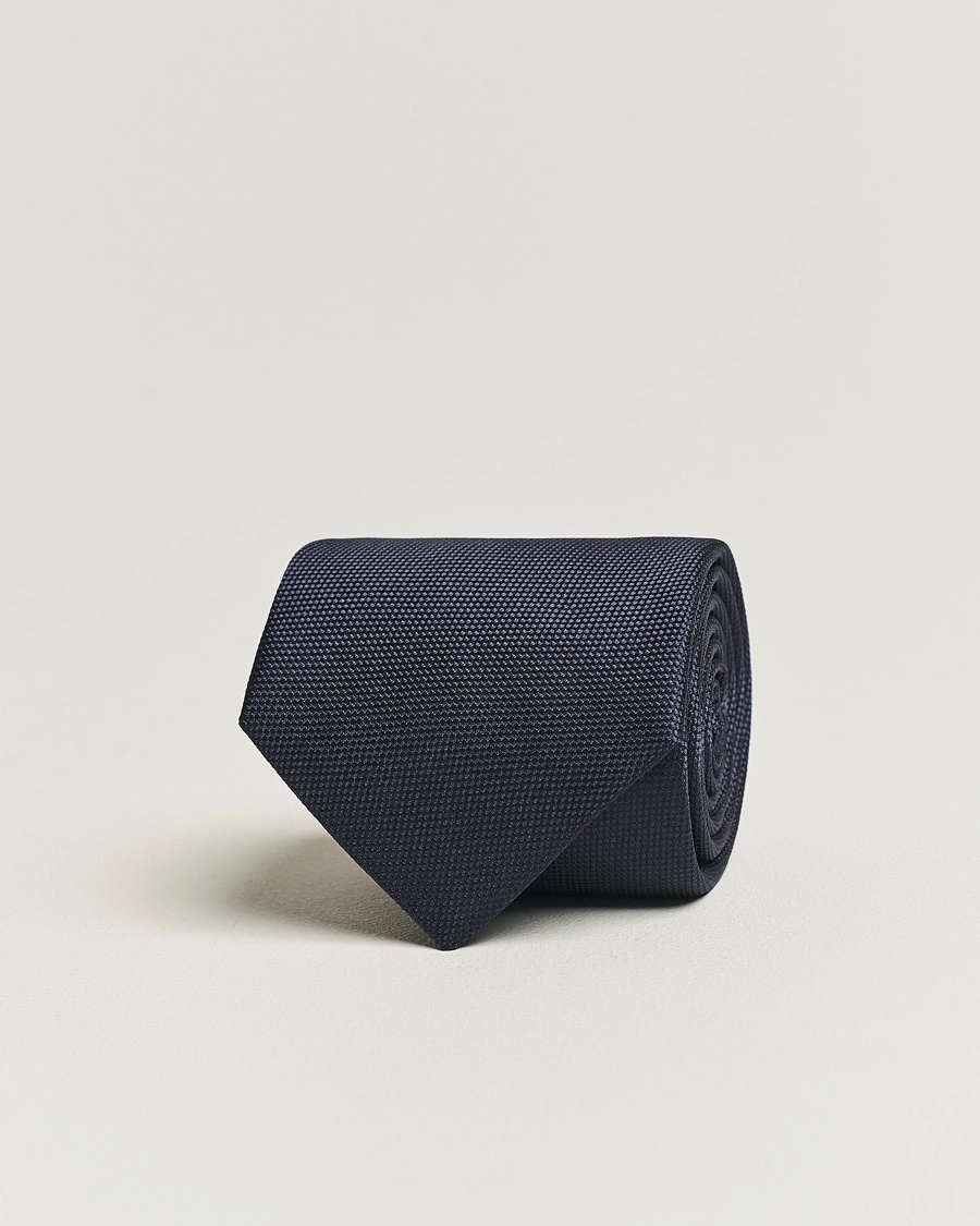 Eton Silk Basket Weave Tie Navy – Blau