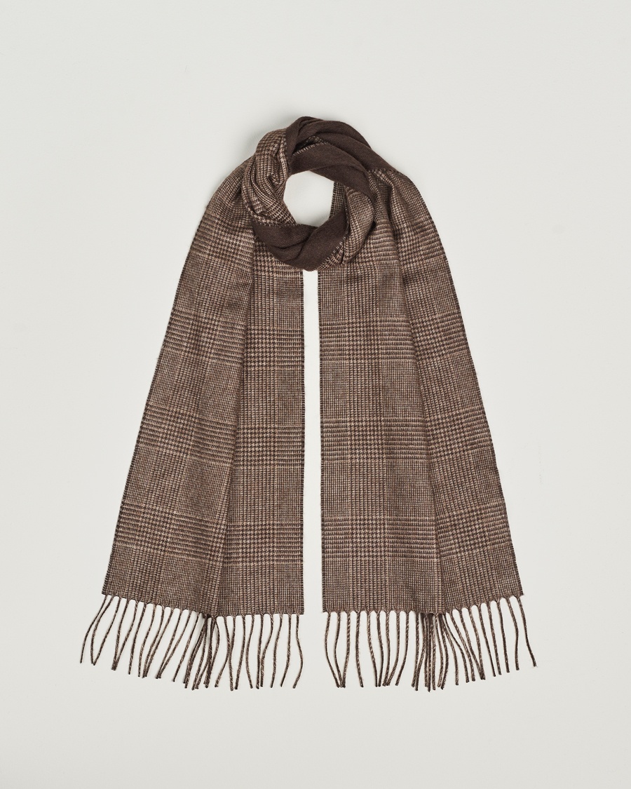 Piacenza Cashmere Cashmere/Silk Glencheck Scarf Brown – Braun