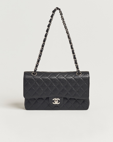 Chanel Pre Owned Classic Medium Double Flap Bag Caviar Leather Black bei Ca