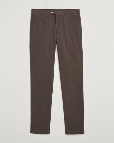  Slim Fit Cotton Stretch Trousers Brown