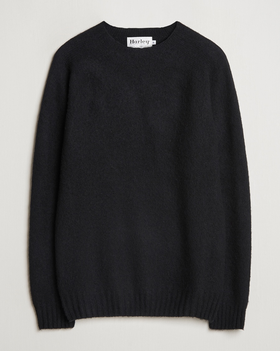 Harley Of Scotland Brushed Supersoft Lambswool Crewneck Black – Schwarz