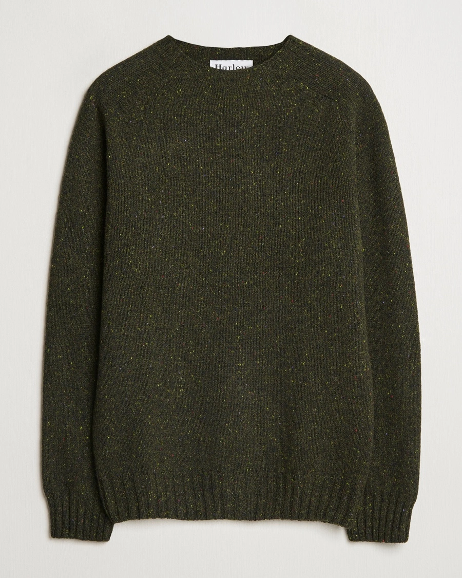 Harley Of Scotland Donegal Wool Crewneck Harris Green – Grün