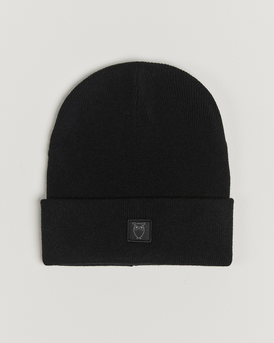 KnowledgeCotton Apparel Double Layer Wool Beanie Black – Schwarz