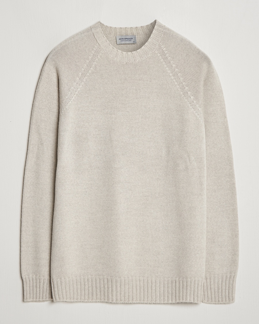 John Smedley Denver Extra Fine Merino Crew Neck Grey Fleece – Beige