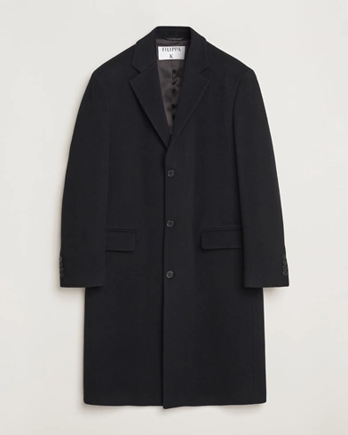  Relaxed Wool Crombie Coat Black