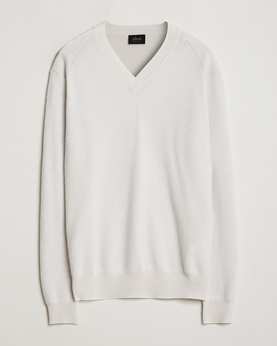  Rib Cashmere V-Neck Sweater Light Grey