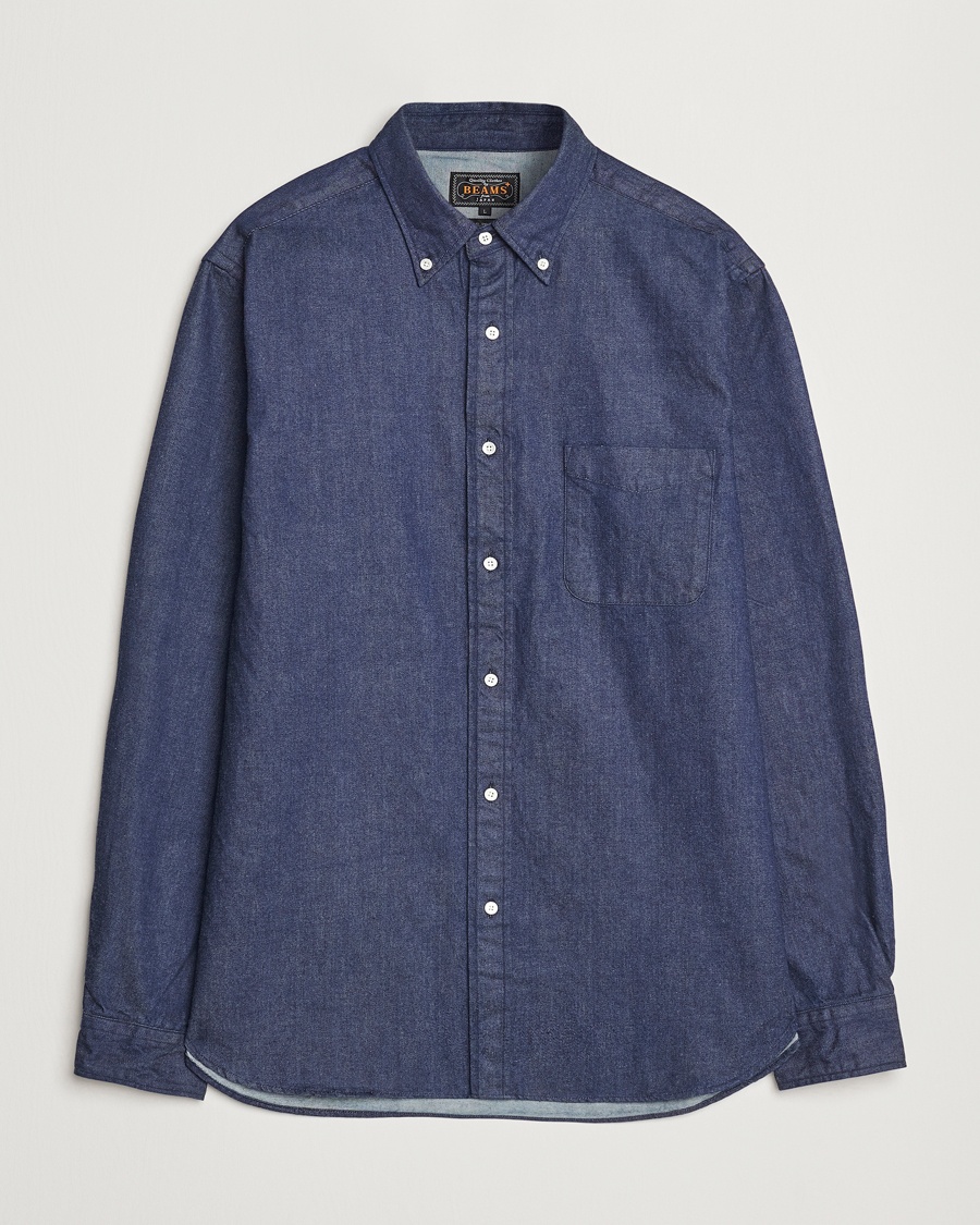 BEAMS PLUS Denim Button Down Shirt Dark Indigo – Blau