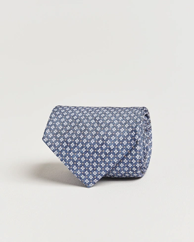  Silk Oxford Printed Micro Flower 8cm Tie Navy