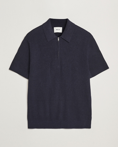  Hansie Half Zip Knitted Polo Navy Melange