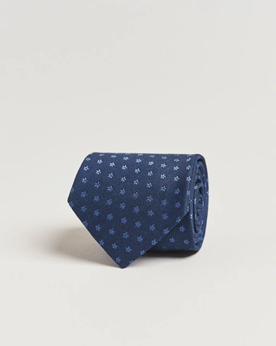  Silk/Linen Floral Tie Dark Blue