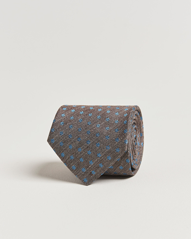  Silk/Linen Floral Tie Brown