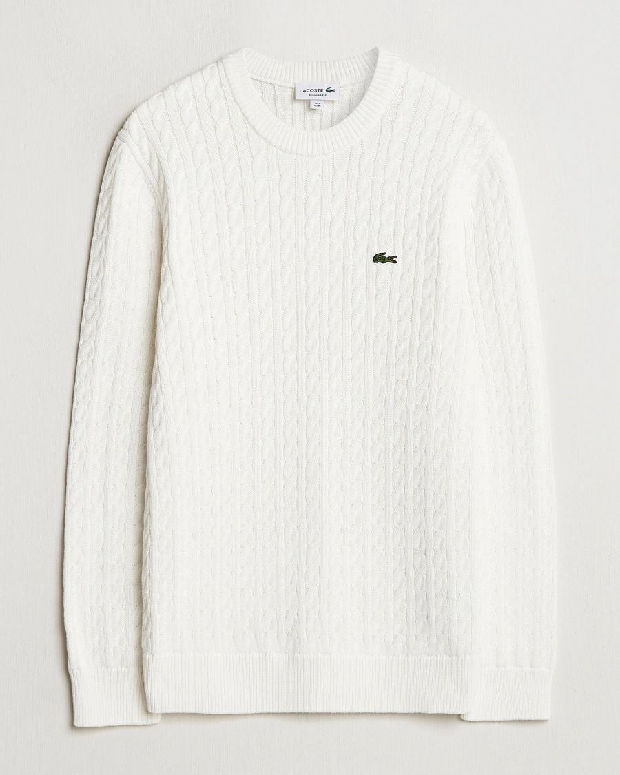 Lacoste Cotton Cable Sweater Flour – Weiß