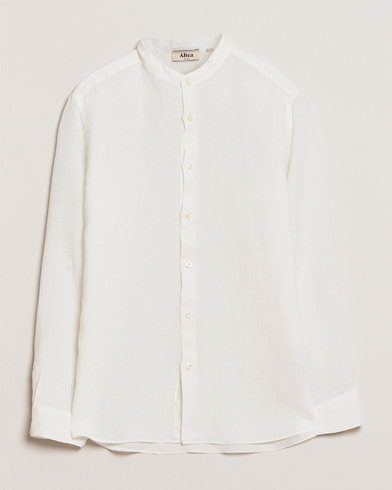  Linen Guru Collar Shirt White