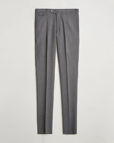  Gentleman Fit Wool Stretch Trousers Medium Grey