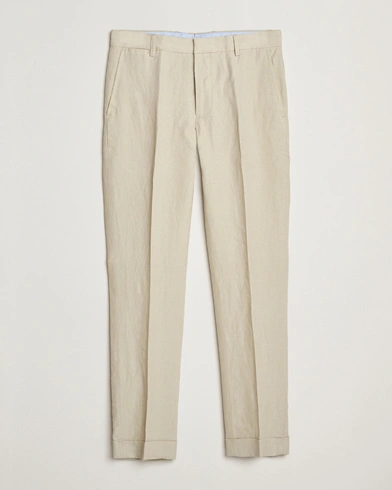  Linen Pleated Trousers Spring Beige