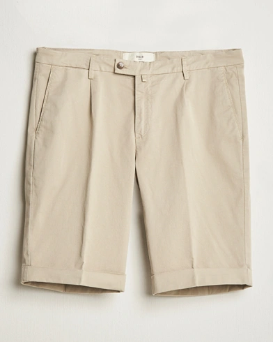  Pleated Cotton Shorts Taupe