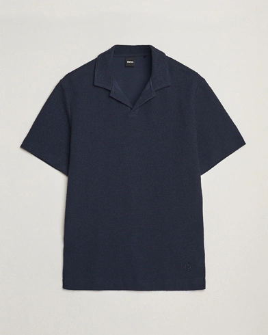  Pye Terry Knitted Polo Dark Blue