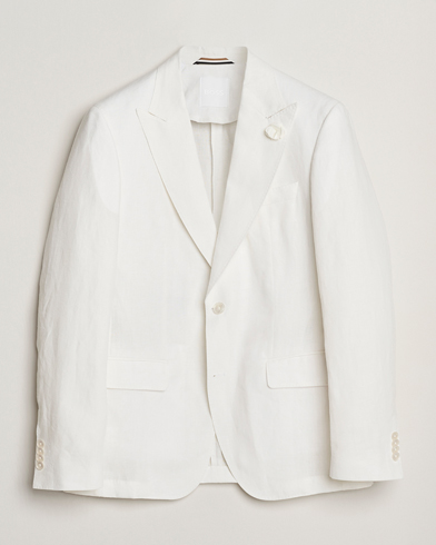  Huge Linen Peak Lapel Blazer White