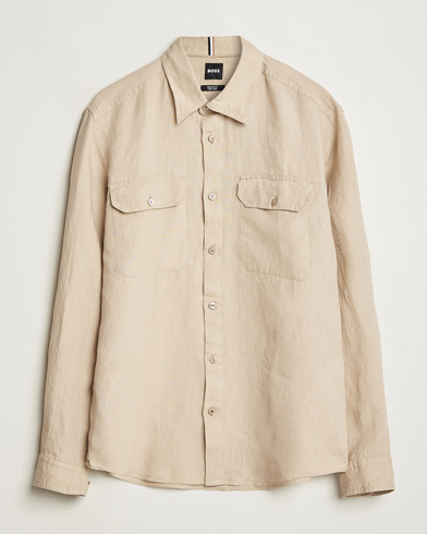  Liam Linen Pocket Overshirt Light Beige