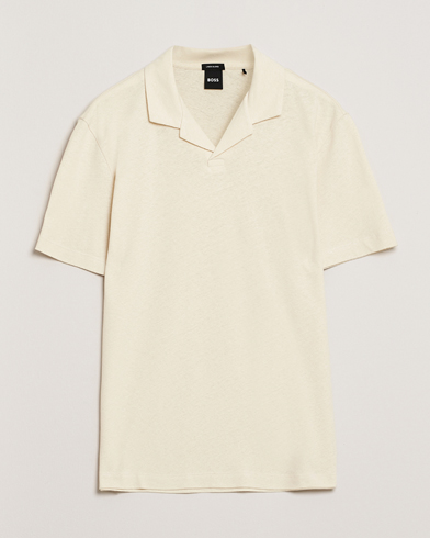  Ponti Cotton/Linen Open Collar Polo Open White