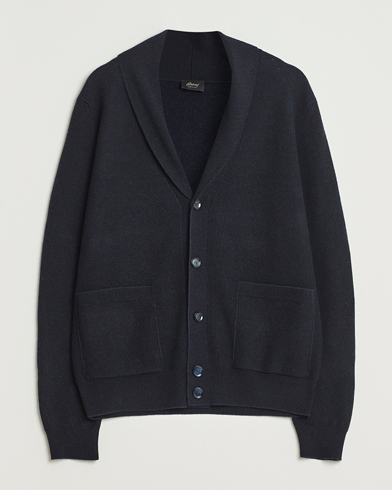 Brioni Wool/Cashmere Rib Cardigan Navy – Blau