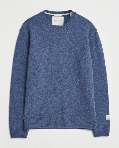 GANT Scottish Wool Knitted Crew Neck Sweater Marine Melange – Blau