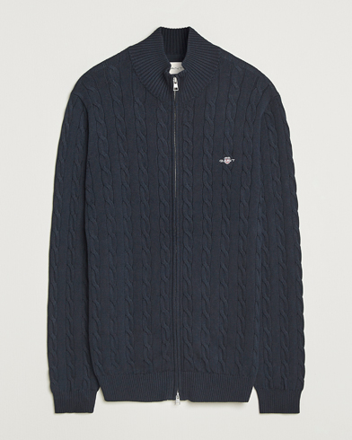 GANT Cotton Cable Full Zip Evening Blue – Blau