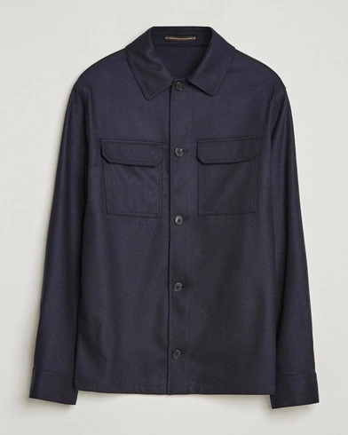 Incotex Flannel Overshirt Navy – Blau