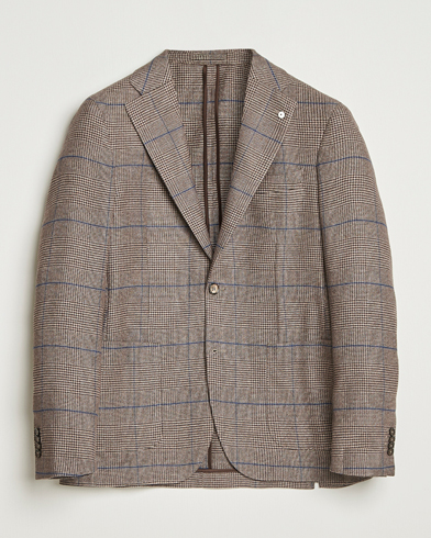 L.B.M. 1911 Jack Overcheck Cotton Blazer Brown – Braun