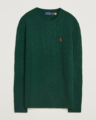 Polo Ralph Lauren Wool/Cashmere Cable Crew Neck Moss Agate – Grün