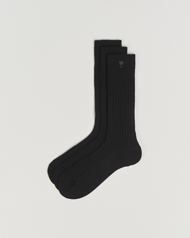 AMI 3-Pack Heart Logo Cotton Socks Black – Schwarz