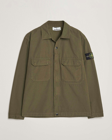 Stone Island Organic Cotton Ripstop Overshirt Military Green – Grün