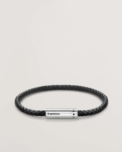 LE GRAMME Leather Cable Bracelet Black/Sterling Silver 7g – Schwarz