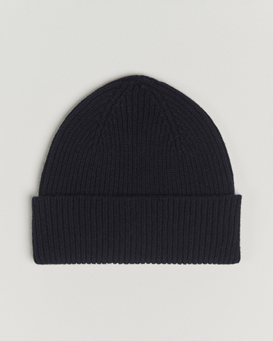 Robert Mackie Clyde Lambswool Beanie Navy – Blau