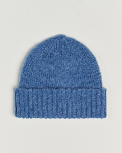 Robert Mackie Rona Ribbed Shaggy Lambswool Beanie Light Blue – Blau