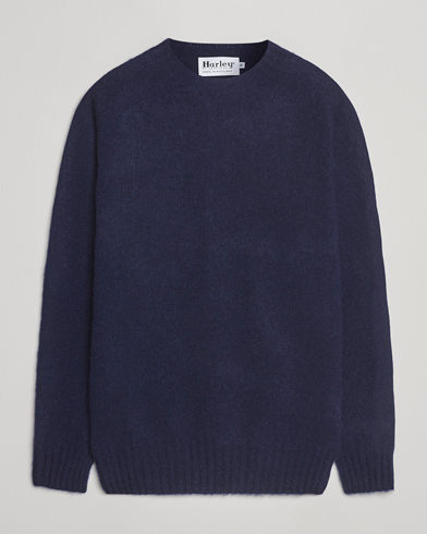 Harley Of Scotland Brushed Supersoft Lambswool Crewneck Navy – Blau