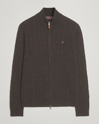 Morris Merino Cable Zip Cardigan Brown – Braun