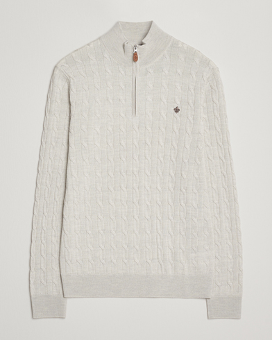 Morris Merino Cable Half Zip Off White – Weiß